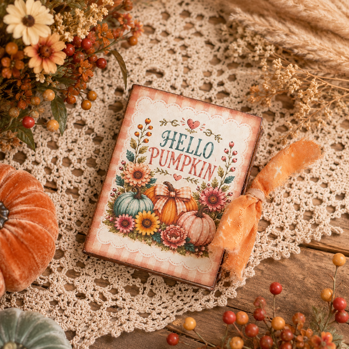 Vintage Harvest Market Mini Journal Keepsake | Printable Fall Junk Journal Kit