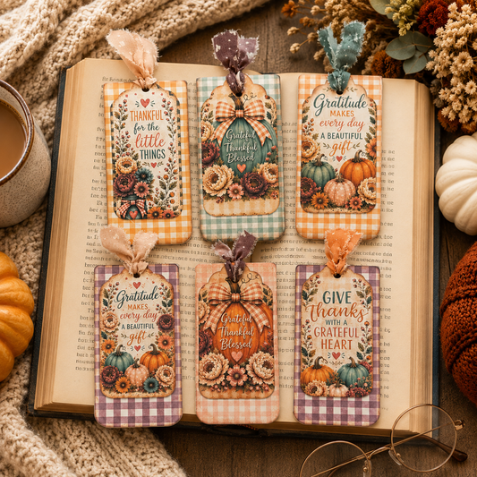 🍁 Vintage Harvest Market Bookmark Set / DIY printable