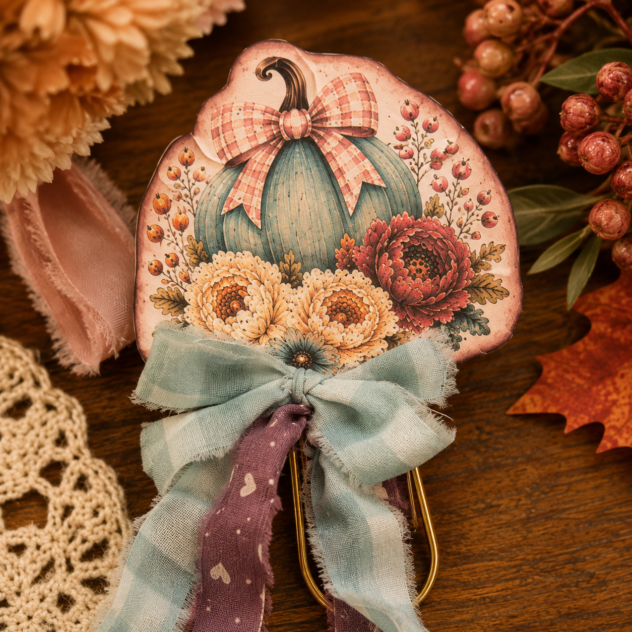 🍂 Vintage Harvest Market Paperclip Stuffies 🍂 - Printable Paperclip Bookmarks, Fall Junk Journal Page Markers, Autumn Digital Download