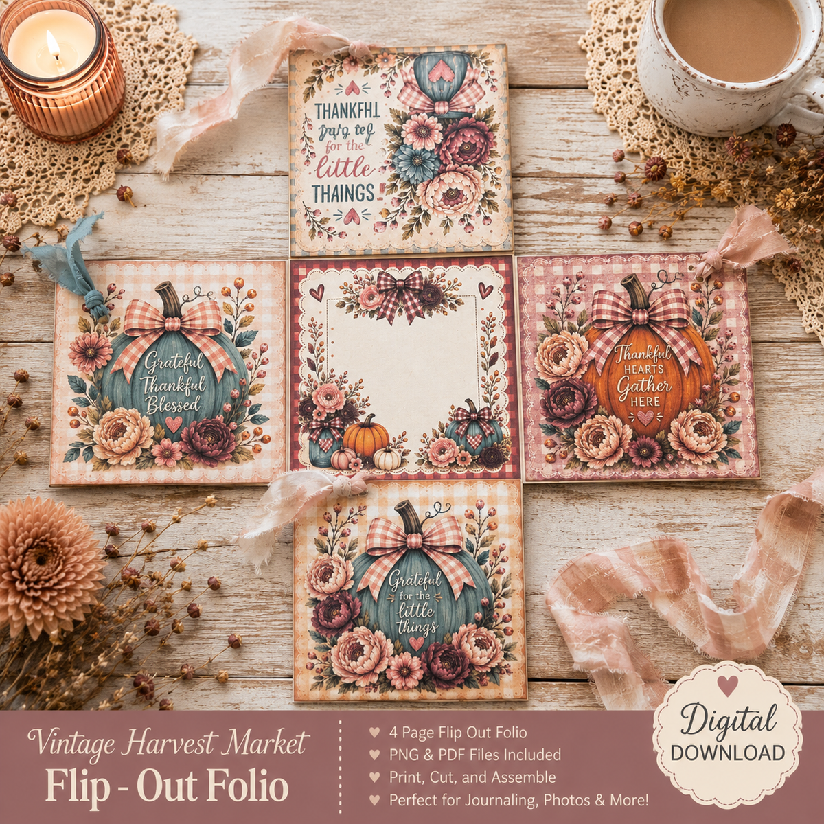 🍁 Vintage Harvest Market Flip-Out Folio | Printable Digital Download