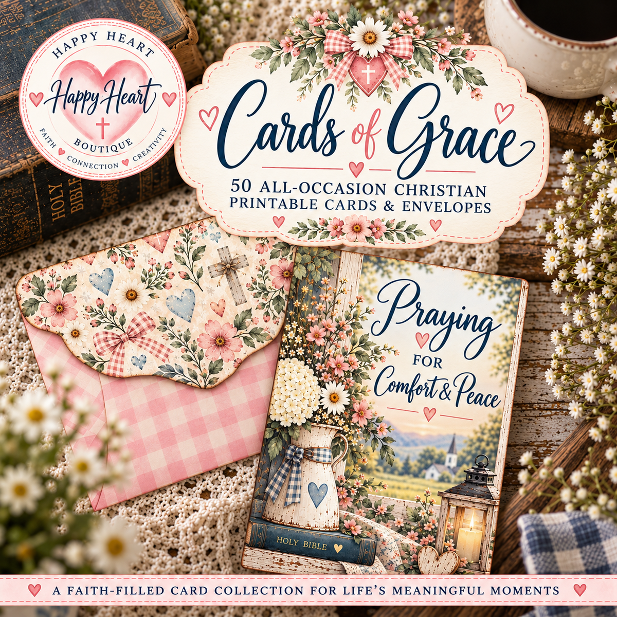 Cards of Grace | 50 All-Occasion Christian Printable Cards & Envelopes