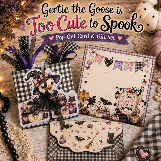 👻🩷💜Gertie the Goose is Too Cute to Spook Pop-Out Card & Gift Set 💜🩷👻