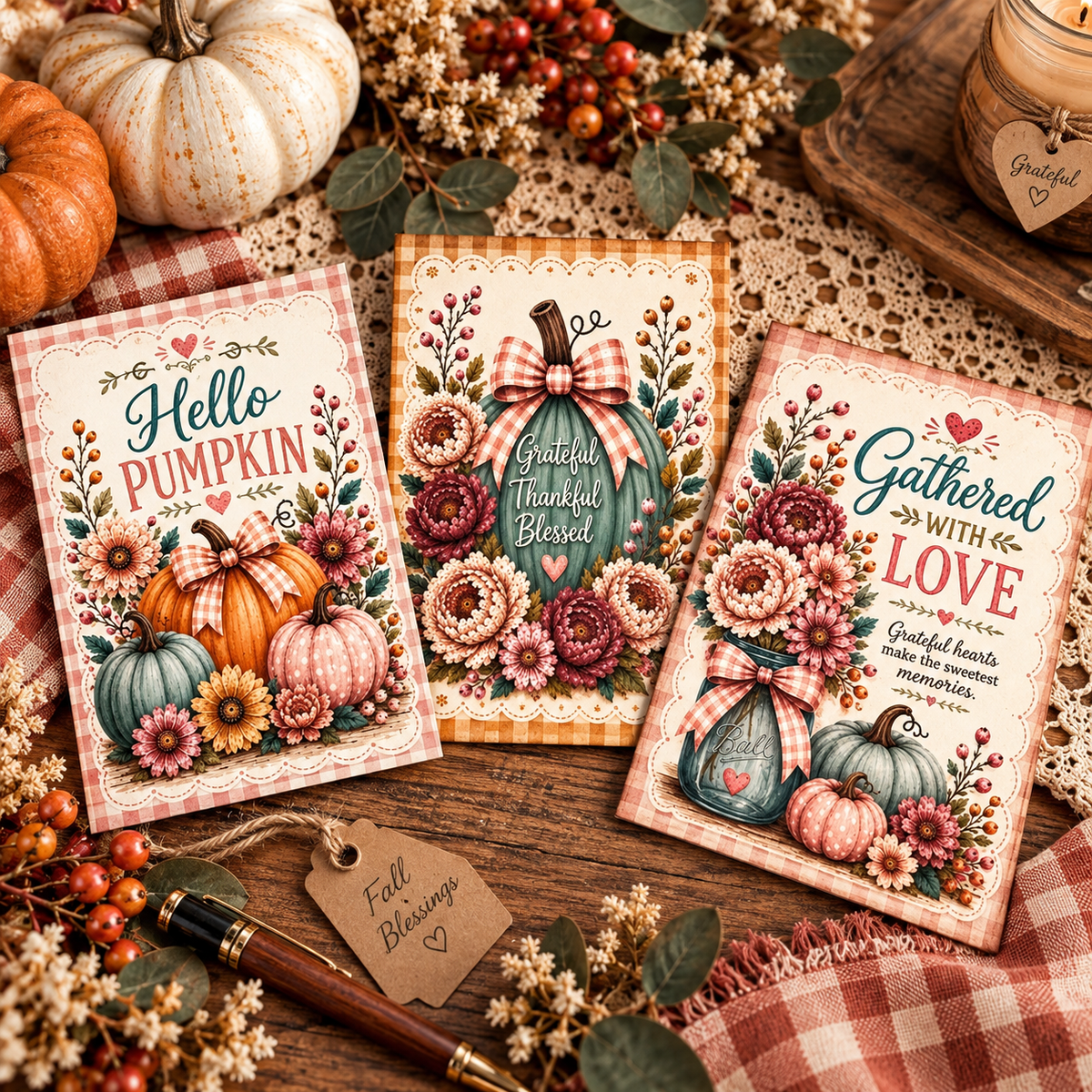 Fall Blessings – Heartfelt Greetings Card Set | Printable Greeting Cards