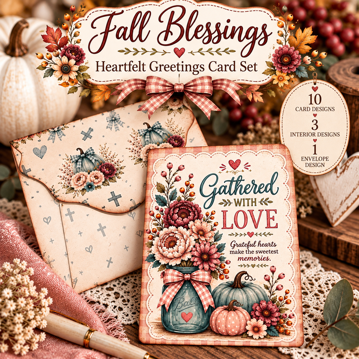 Fall Blessings – Heartfelt Greetings Card Set | Printable Greeting Cards