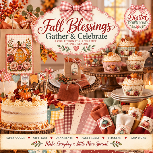 Fall Blessings Gather & Celebrate Printable Fall Party Decorations & Paper Craft Collection