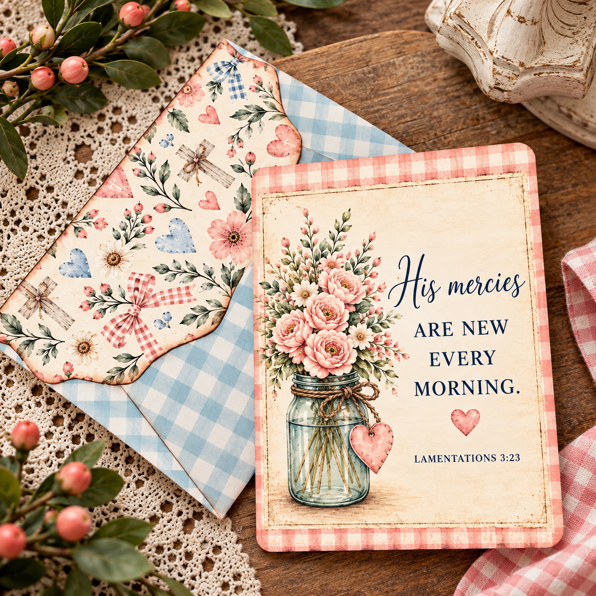 Gathered in Grace Heartfelt Greetings Cards Set | Printable Christian Greeting Cards & Envelopes