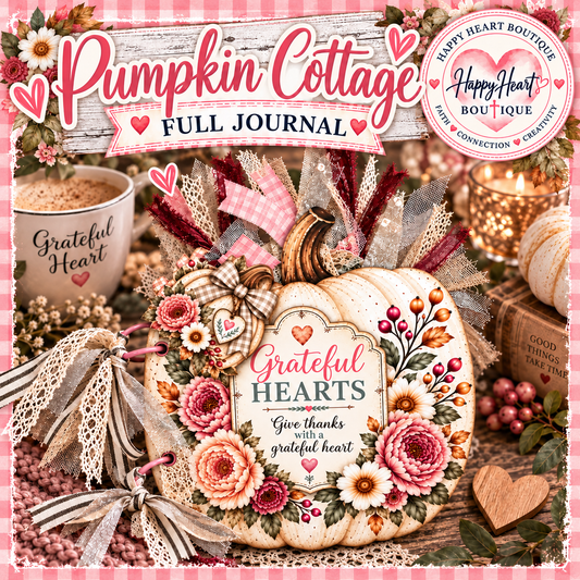 Pumpkin Cottage Full Journal | 78-Page DIY Printable Fall Guided Gratitude & Faith Journal Kit
