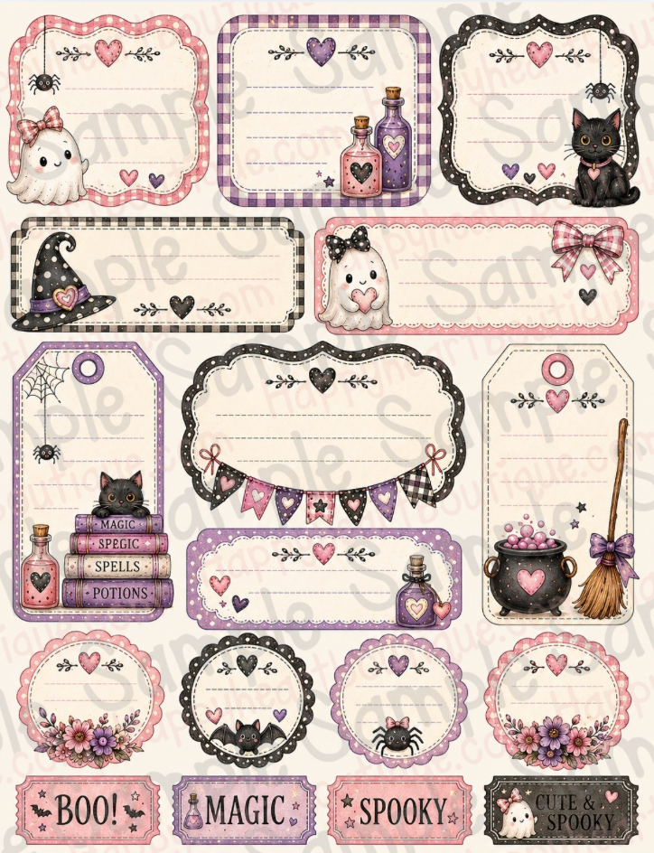 💜👻🩷 Too Cute to Spook Tri-Fold Folio / Card | Printable Halloween Paper Craft Kit | Digital Download