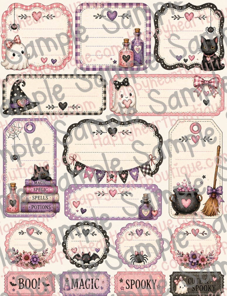 💜🐈‍⬛🩷  Too Cute to Spook Paper, Ephemera & Creative Elements Collection