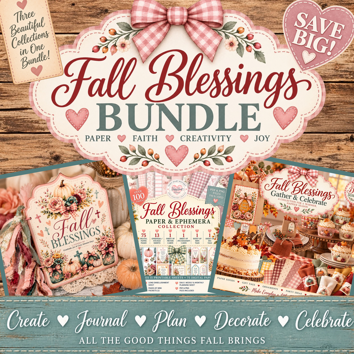 🍁 Fall Blessings Complete Digital Bundle | Fall Printables, Journal, Paper & Ephemera + Gather & Celebrate Collection