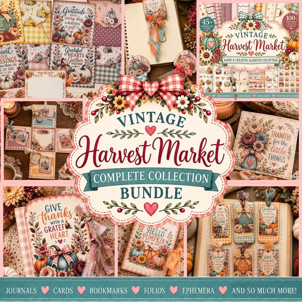 Vintage Harvest Market Complete Collection Bundle | Fall Printable Paper Crafts, Journals, Cards, Ephemera & DIY Projects