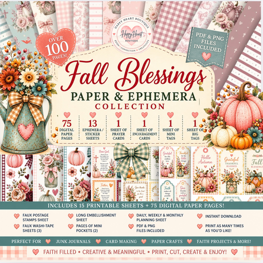 🍁 Fall Blessings Paper, Ephemera & Creative Elements Collection
