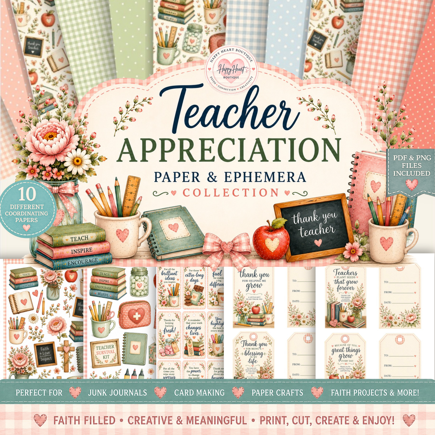 🍎 Teacher Appreciation Paper & Ephemera Collection