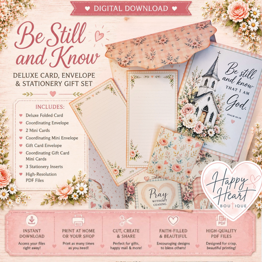 Be Still and Know Deluxe Card, Envelope & Stationery Gift Set Printable Download
