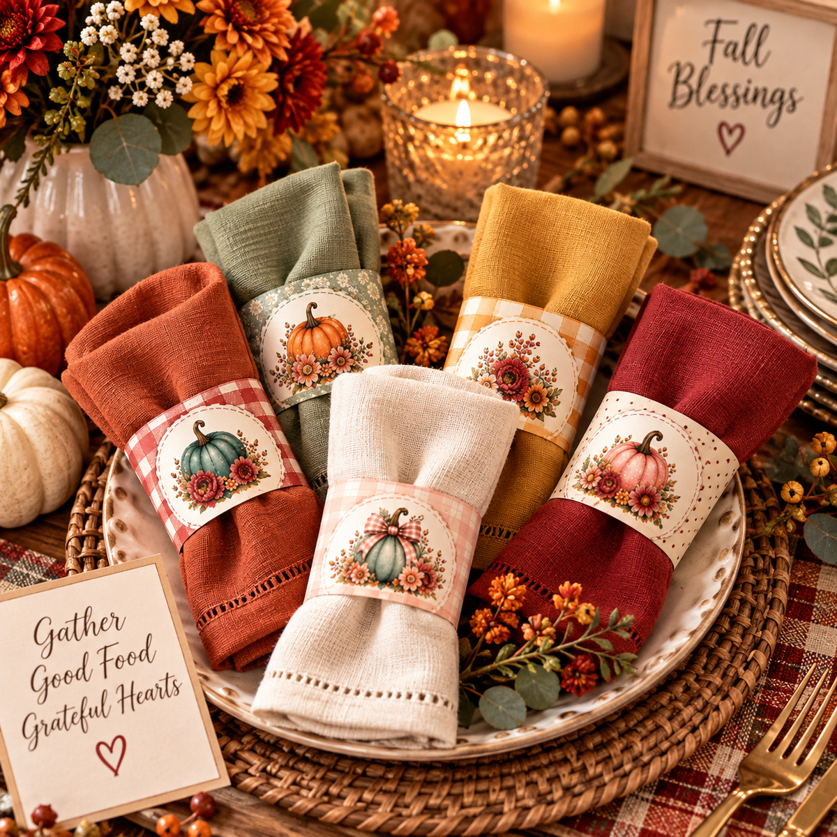 Fall Blessings Gather & Celebrate Printable Fall Party Decorations & Paper Craft Collection