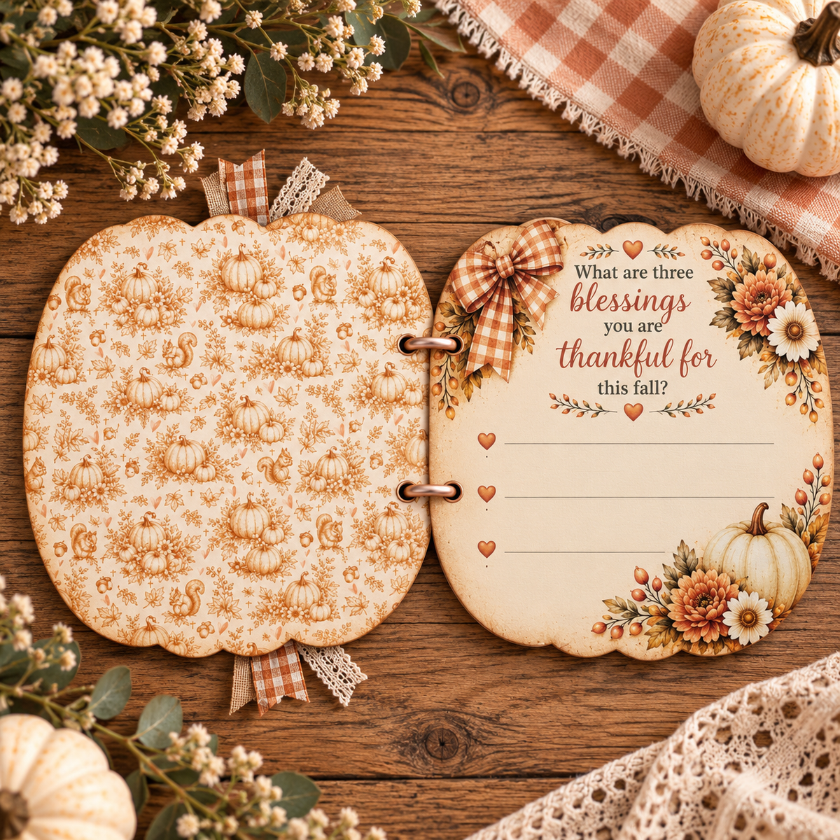 Pumpkin Cottage Full Journal | 78-Page DIY Printable Fall Guided Gratitude & Faith Journal Kit