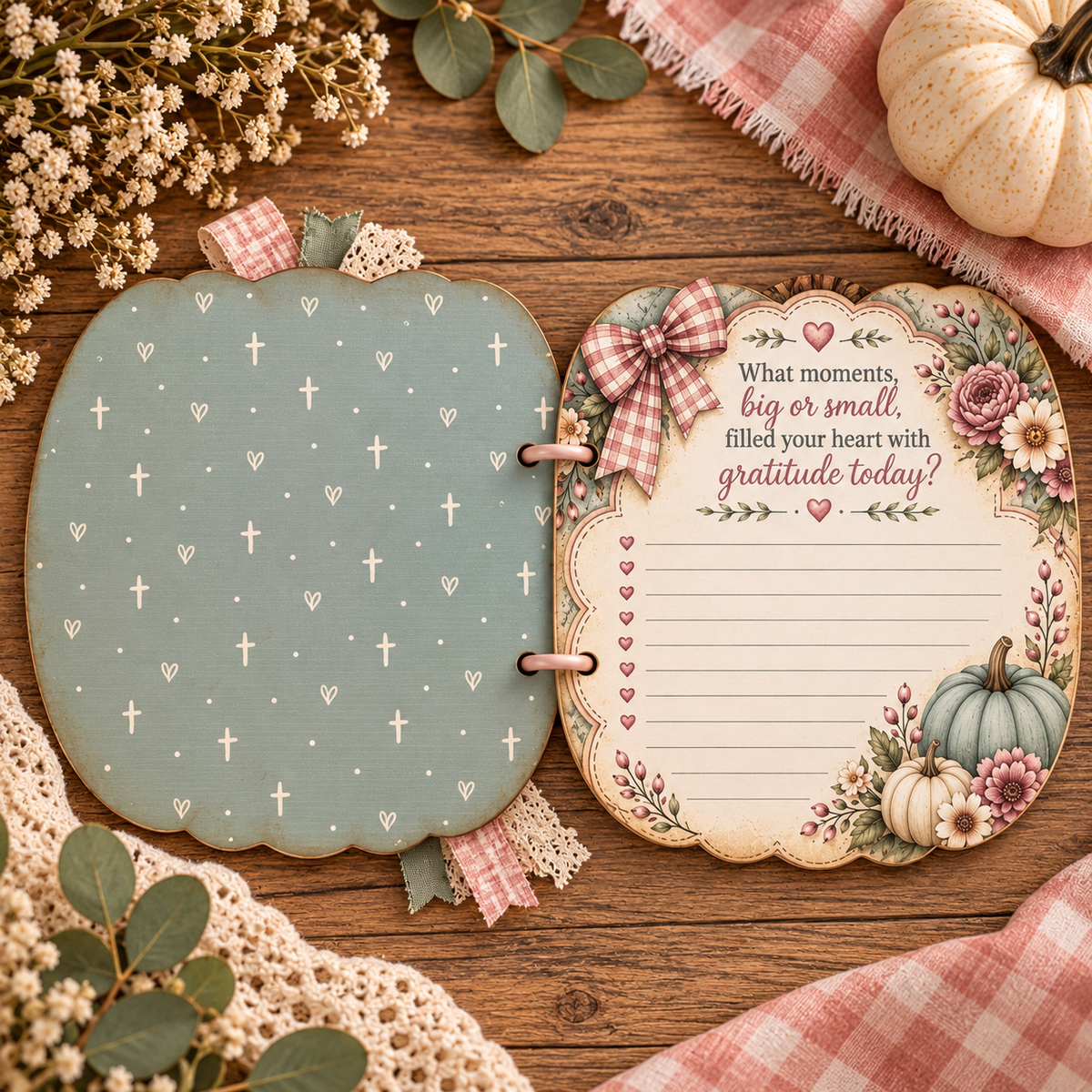 Pumpkin Cottage Full Journal | 78-Page DIY Printable Fall Guided Gratitude & Faith Journal Kit