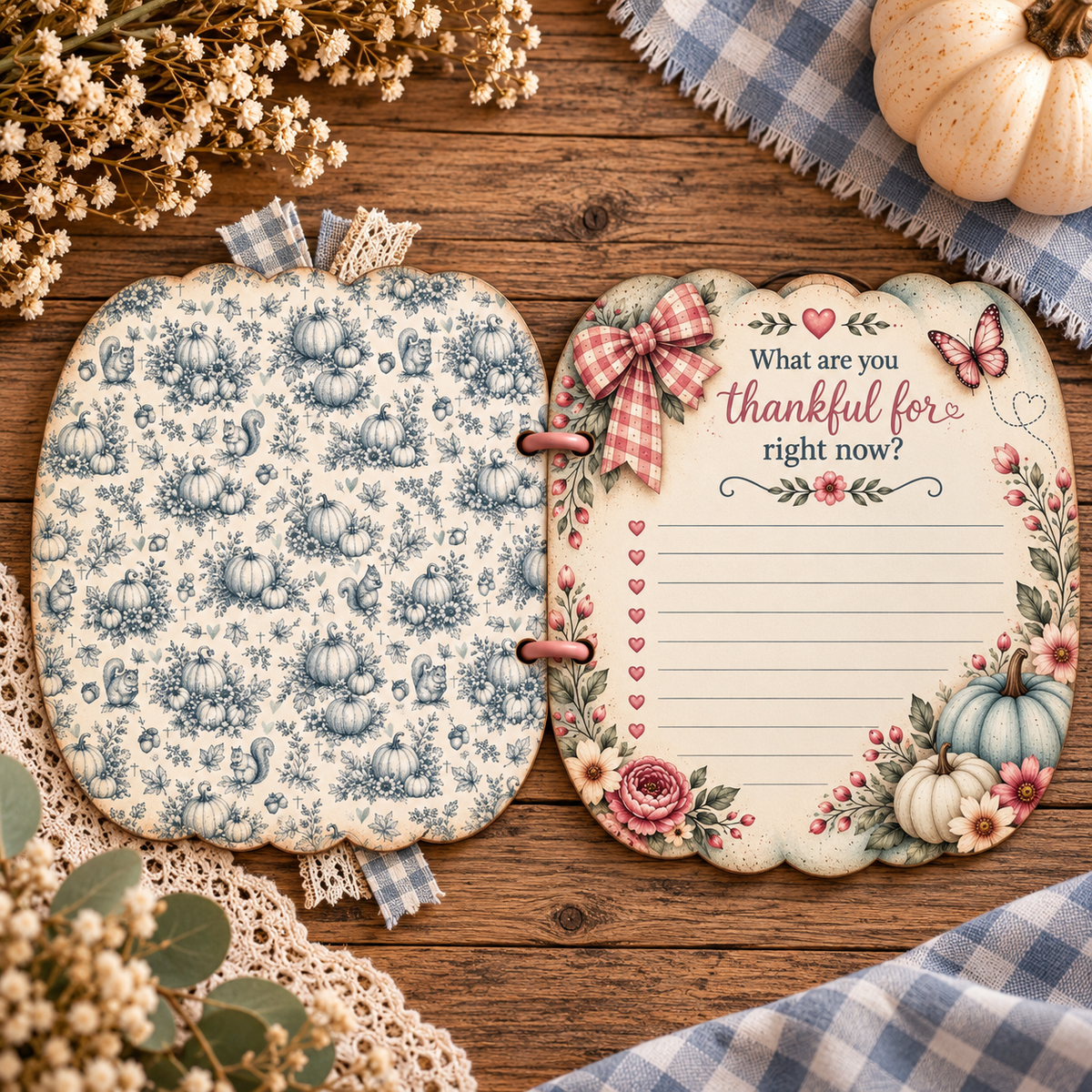 Pumpkin Cottage Full Journal | 78-Page DIY Printable Fall Guided Gratitude & Faith Journal Kit