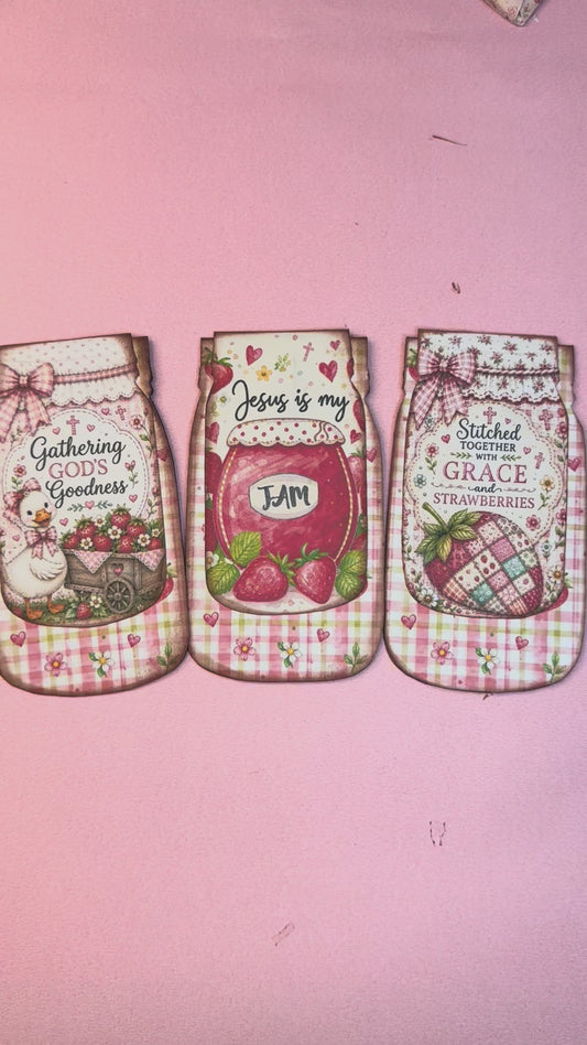 Strawberry Faith Bookmark Bundle Printable | Christian Bookmarks | Bible Study Bookmark Download | DIY Faith Craft