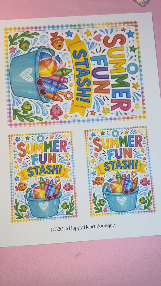 Summer Fun Stash Printable Gift Tag Bundle | End of School Gift Tags; Summer Activity Pack | Digital Download